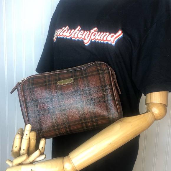 RALPH LAUREN Tartan Plaid Top Zipper Clutch Makeup Toiletry Bag Vintage - Picture 13 of 13